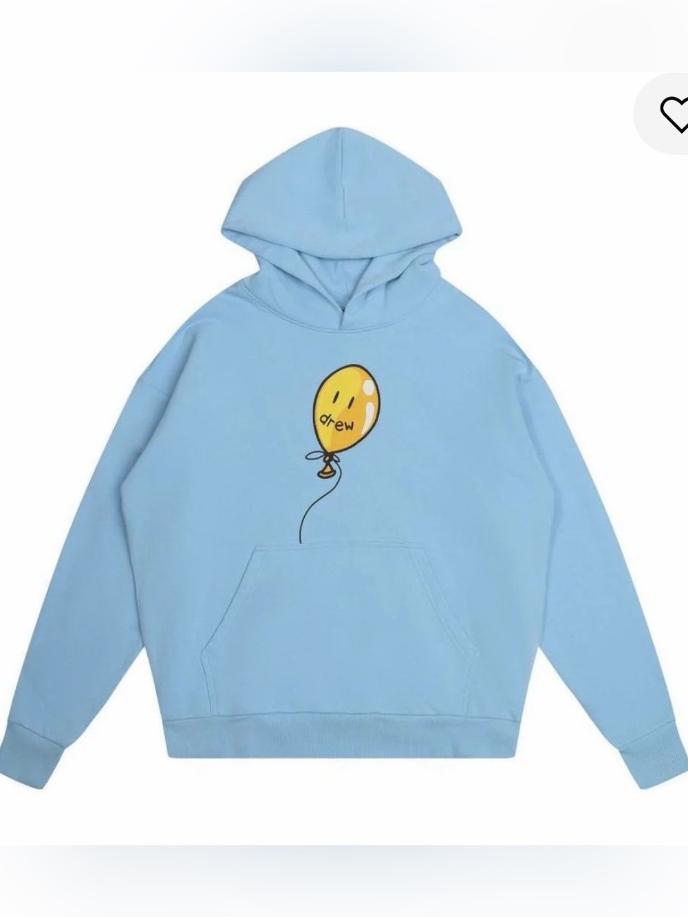 Drew House “Joy” Hoodie in Pacific Blue with Yellow Balloon Men’s Small